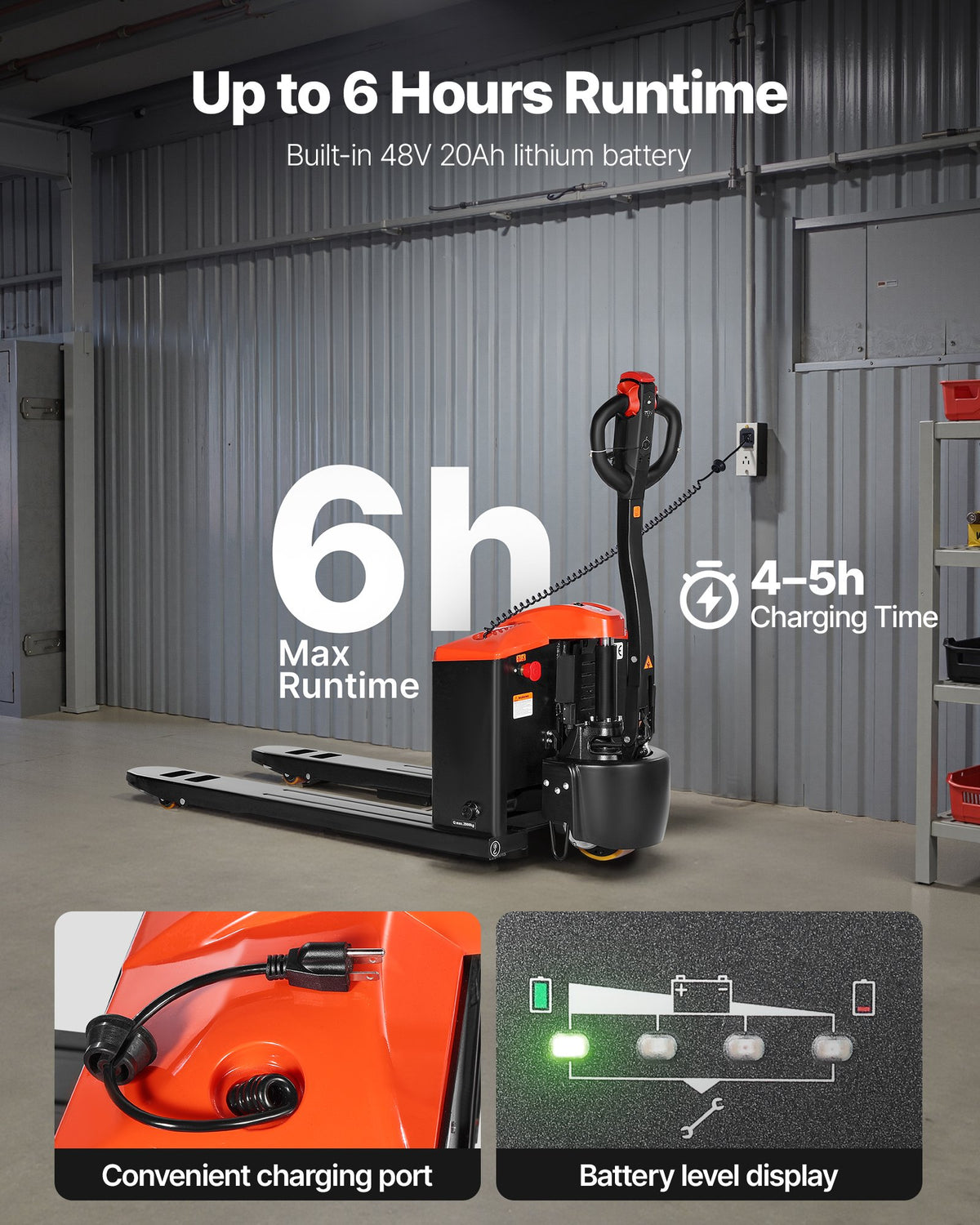 VEVOR Electric Pallet Jack, 4400 lbs Load Capacity, Lithium Battery Powered Pallet Jack Truck with 48L x 27W Inch Forks for Material Handling, Suitable for Warehouse, Supermarket, Manufacturing - DDTPTC48INCHOSXDG001V1 - view 6