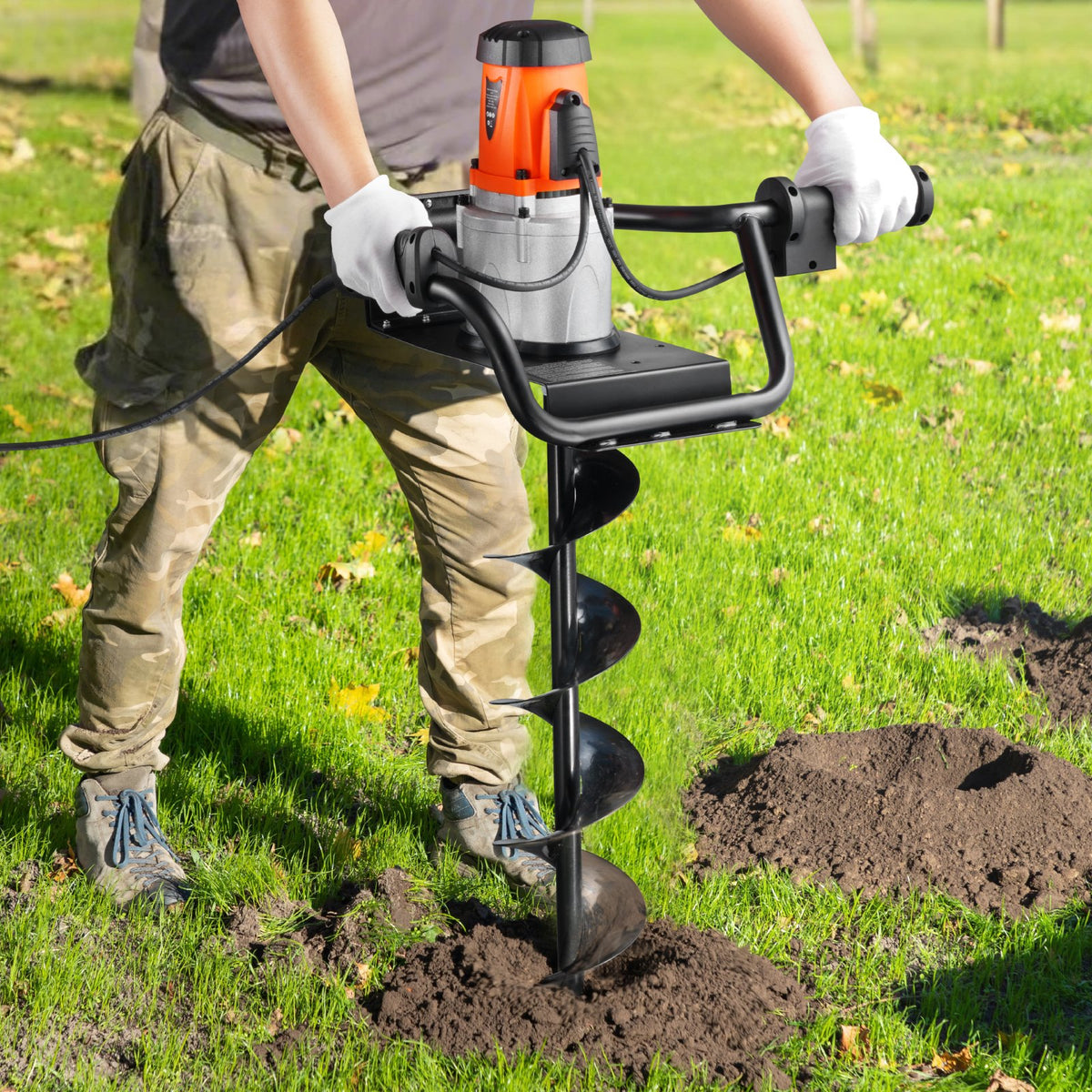 VEVOR Electric Post Hole Digger, 5.71 in Auger Bit with 1500W Powerful Motor, 140 RPM Alloy Steel Earth Auger Drill Bit with 10.24 in Extension Rod, for Post Hole Digging, Drilling & Tree Planting - DDWKJCS1500W05UJP001V1 - view 9
