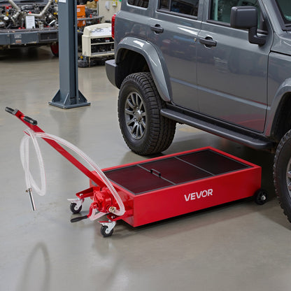VEVOR Low Profile Oil Drain Pan, 17 Gallon Capacity, Rolling Oil Drain Pan with Electric Pump, 7.2 ft Hose & T Folding Handle, Leak-proof & Corrosion-resistant, Fit for Cars, SUVs, Trucks, ATVs, Red - DDWSPYCJS17GVV6GY001V1 - view 9
