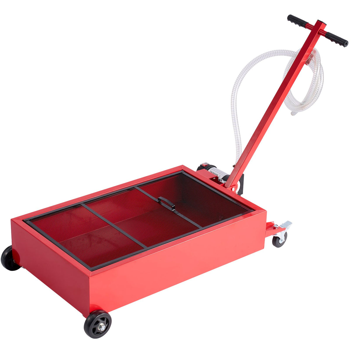 VEVOR Low Profile Oil Drain Pan, 17 Gallon Capacity, Rolling Oil Drain Pan with Electric Pump, 7.2 ft Hose & T Folding Handle, Leak-proof & Corrosion-resistant, Fit for Cars, SUVs, Trucks, ATVs, Red - DDWSPYCJS17GVV6GY001V1 - view 10