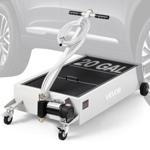 VEVOR Low Profile Oil Drain Pan, 20 Gallon Capacity, Rolling Oil Drain Pan with Electric Pump, 7.2 ft Hose & T Folding Handle, Leak-proof & Corrosion-resistant, Fit for Cars, SUVs, Trucks, ATVs, White - DDWSPYCJS20GU6P3W001V1 - view 2
