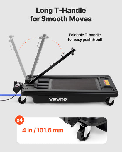 VEVOR Low Profile Oil Drain Pan, 17 Gallon Capacity, Rolling Oil Drain Pan with Electric Pump, 7.2 ft Hose & T Folding Handle, Leak-proof & Corrosion-resistant, Fit for Cars, SUVs, Trucks, ATVs, Black - DDWSPYCSL17G42WKQ001V1 - view 6