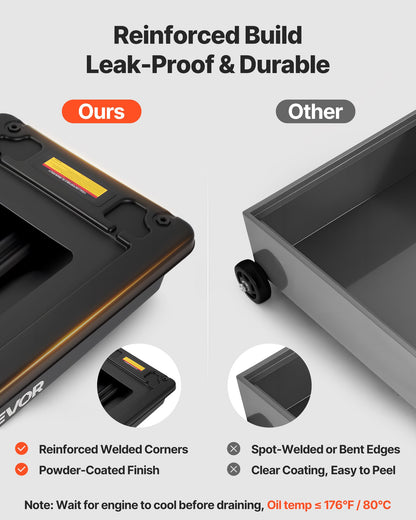 VEVOR Low Profile Oil Drain Pan, 17 Gallon Capacity, Rolling Oil Drain Pan with Electric Pump, 7.2 ft Hose & T Folding Handle, Leak-proof & Corrosion-resistant, Fit for Cars, SUVs, Trucks, ATVs, Black - DDWSPYCSL17G42WKQ001V1 - view 7