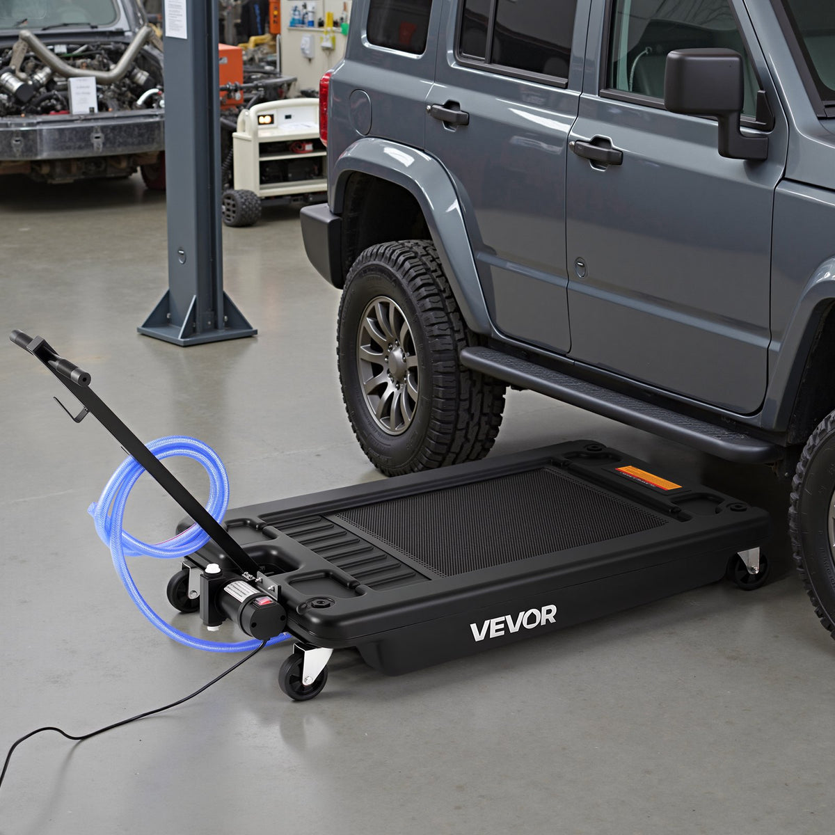 VEVOR Low Profile Oil Drain Pan, 17 Gallon Capacity, Rolling Oil Drain Pan with Electric Pump, 7.2 ft Hose & T Folding Handle, Leak-proof & Corrosion-resistant, Fit for Cars, SUVs, Trucks, ATVs, Black - DDWSPYCSL17G42WKQ001V1 - view 9