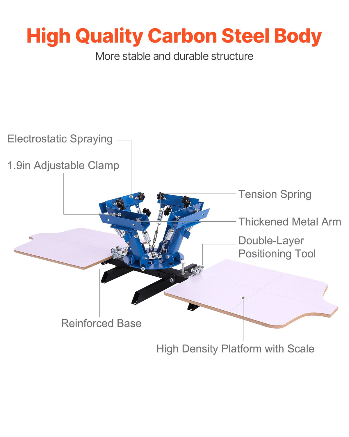 VEVOR Screen Printing Machine 4 Color 2 Station Silk Screen Printing Press, 21.3 x 17.7 in, 360° Rotatable, Accurate Positioning, Powder-Coated Carbon Steel, for T-shirt DIY, Home and Commercial - DDWSYJTTS42DHJNGG001V0 - view 6