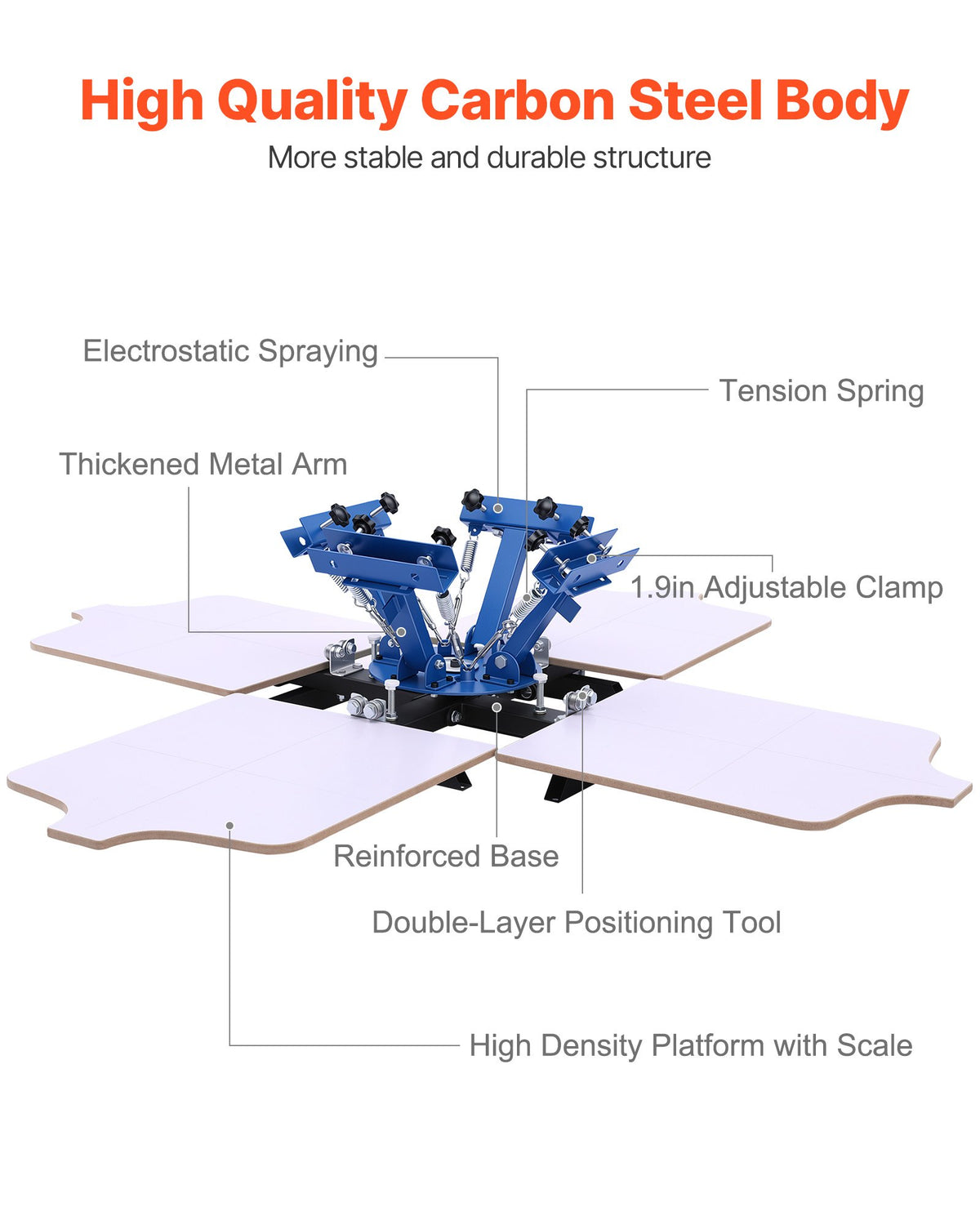 VEVOR Screen Printing Machine 4 Color 4 Station Silk Screen Printing Press, 21.3 x 17.7 in, 360° Rotatable, Accurate Positioning, Powder-Coated Carbon Steel, for T-shirt DIY, Home and Commercial - DDWSYJTTS44DXDAFB001V0 - view 6
