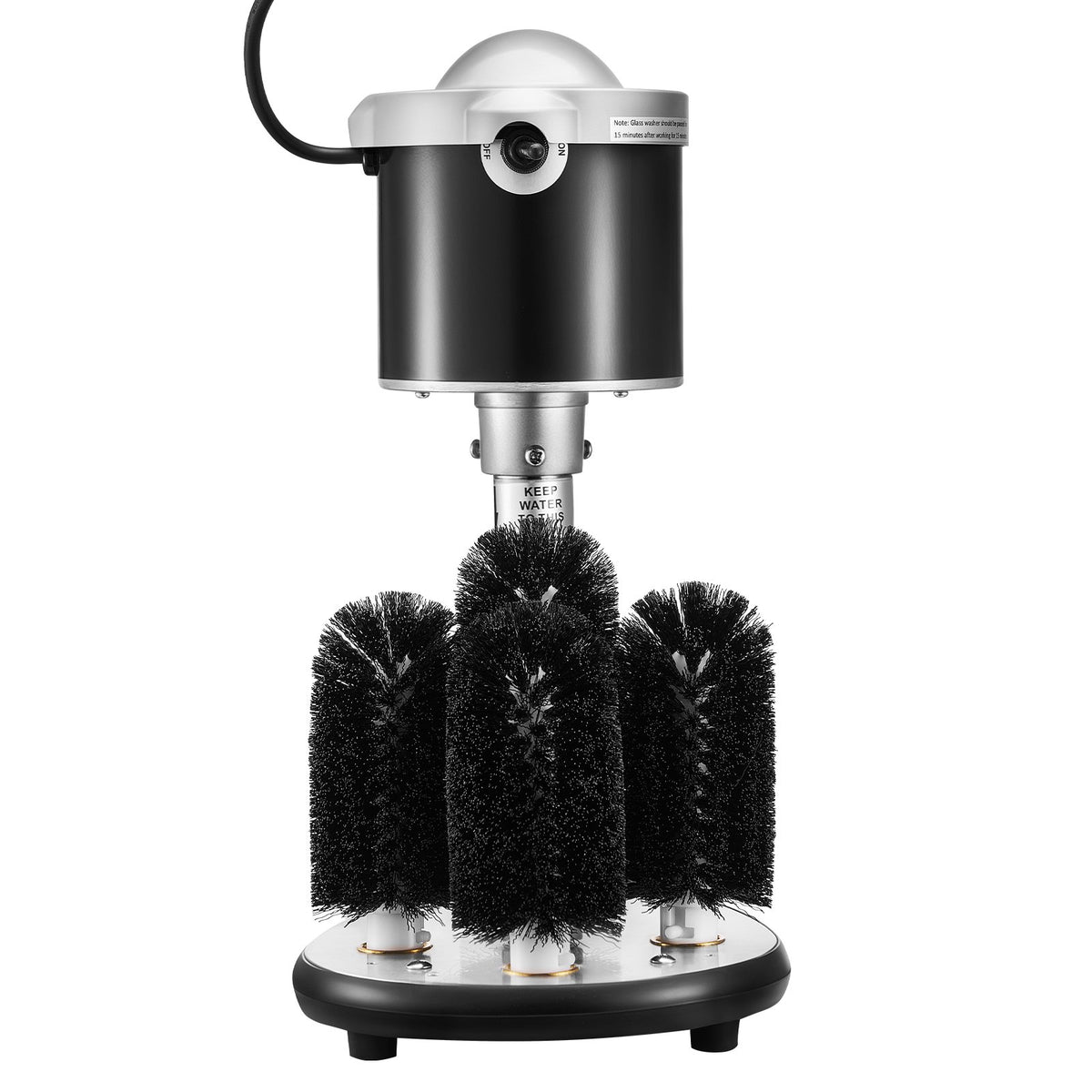 VEVOR Electric Commercial Glass Washer, 5-Brush Bar Glass Cleaner, 600 Cups/Hour Wine Glass Cleaning Machine, Bar Glass Washer for Champagne Glasses, Beer Cups, Mugs, Perfect for Bars and Cafes - DDXBJDRDJBFS91AQMV1 - view 10