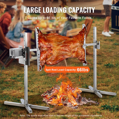 VEVOR Electric BBQ Rotisserie Grill Kit, 46 Inch 132 lbs Capacity, Automatic 52W Motor Height Adjustable Universal Roaster Stand, Stainless Steel Grilling Kit, Spit Rod with Heat Shield for Pig Lamb - DDXZKJ46INCHWG8VJV1 - view 4