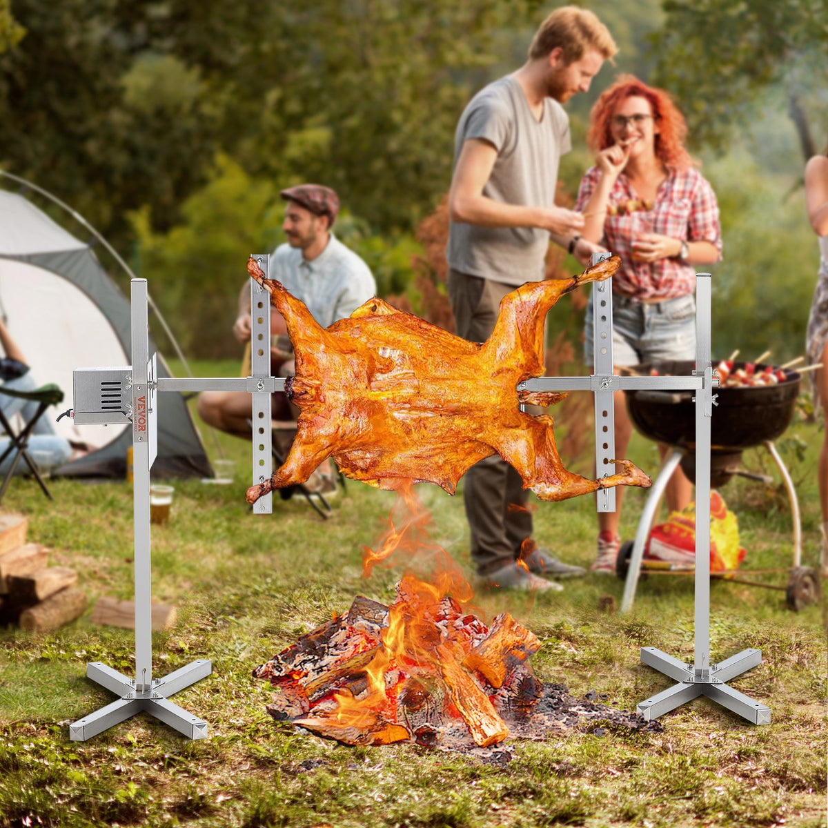 VEVOR Electric BBQ Rotisserie Grill Kit, 46 Inch 132 lbs Capacity, Automatic 52W Motor Height Adjustable Universal Roaster Stand, Stainless Steel Grilling Kit, Spit Rod with Heat Shield for Pig Lamb - DDXZKJ46INCHWG8VJV1 - view 9