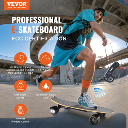 VEVOR Electric Skateboard with Remote, 13.7 Mph Top Speed & 7.5 Miles Max Range Skateboard Longboard, 3 Speeds Adjustment Skateboards, Easy Carry Handle Design, Suitable for - DDYB20002500LE594V1 - view 2