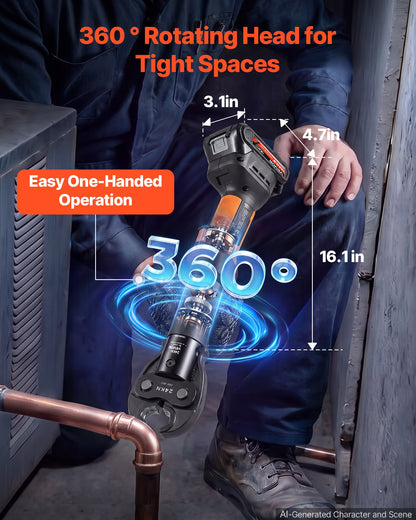 VEVOR 18V Press Tool with 4 Jaws for 1/2" 3/4" VUS Copper & VPF PEX Pipes, 24KN Compact Pipe Crimping Tool Kit, Compatible with ProPress & PureFlow  - with 2pcs 2AH Battery, Fast Charger & Toolbox - DDYJGJYYZTSJVWXGI001V1 - view 5