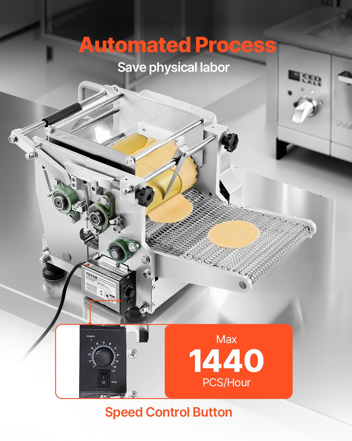 VEVOR Electric Tortilla Maker, 5.5 Inch Diameter Automatic Corn Tortilla Making Machine with Non-Stick Coating, Electric Chapatti Machine Suitable for Produce Sopes Gorditas Roti Pita Tortilla Pizza - DDYMBJDDK55I9RU9JV1 - view 3