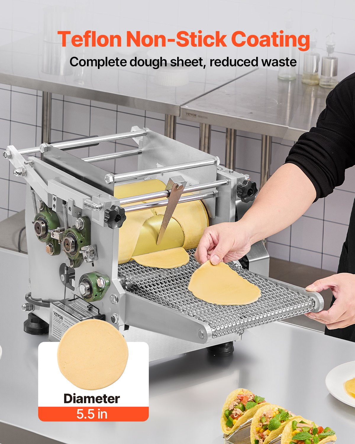 VEVOR Electric Tortilla Maker, 5.5 Inch Diameter Automatic Corn Tortilla Making Machine with Non-Stick Coating, Electric Chapatti Machine Suitable for Produce Sopes Gorditas Roti Pita Tortilla Pizza - DDYMBJDDK55I9RU9JV1 - view 5