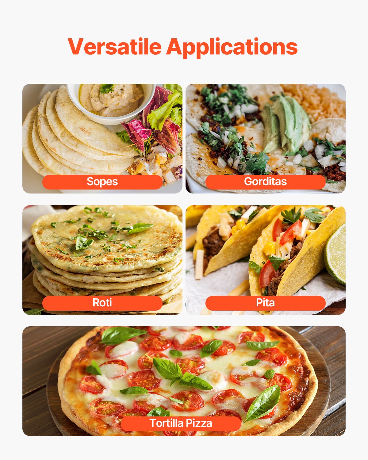 VEVOR Electric Tortilla Maker, 5.5 Inch Diameter Automatic Corn Tortilla Making Machine with Non-Stick Coating, Electric Chapatti Machine Suitable for Produce Sopes Gorditas Roti Pita Tortilla Pizza - DDYMBJDDK55I9RU9JV1 - view 7