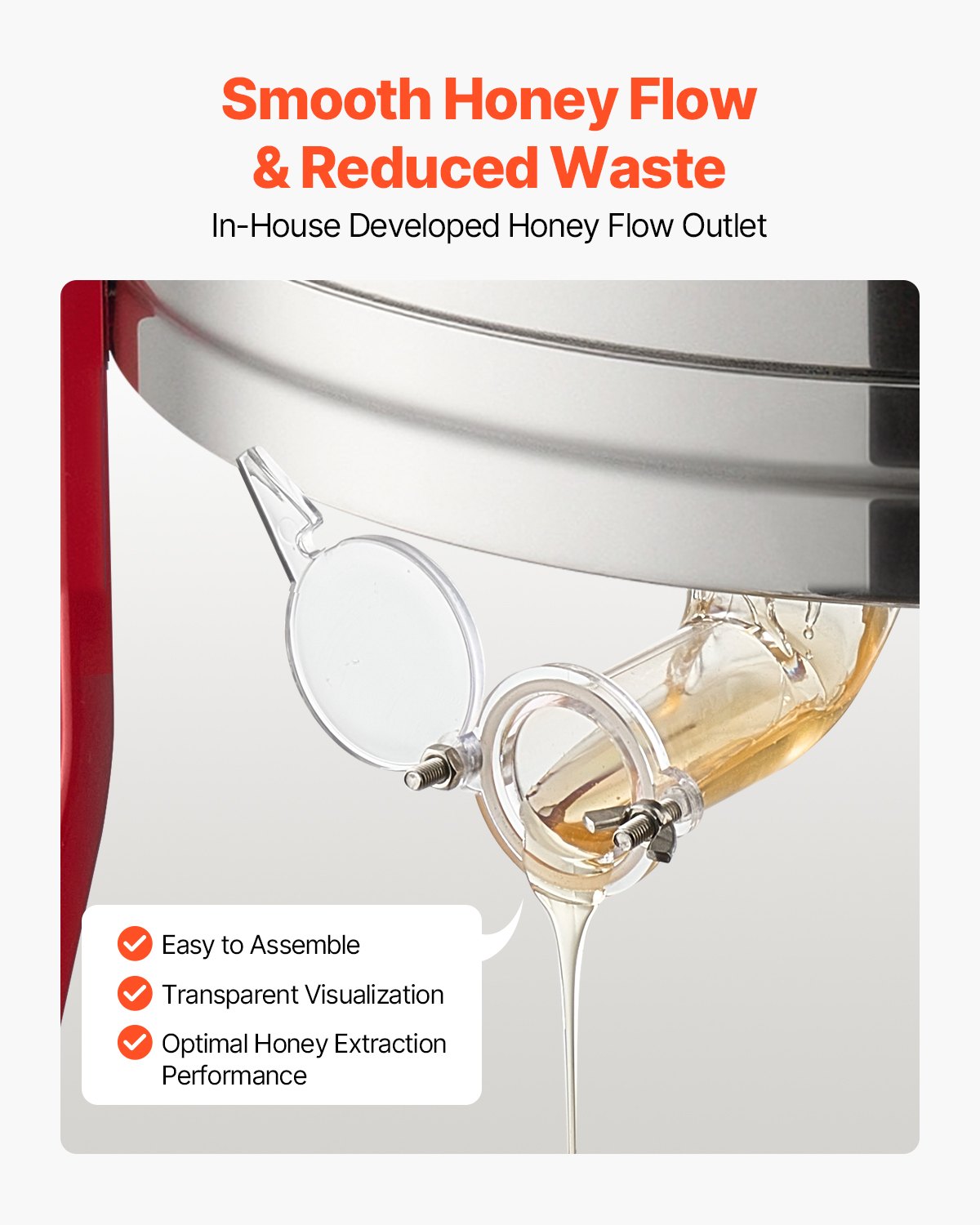 VEVOR Electric Honey Extractor, 6 Frame Honey Spinner with Transparent Lid, 140W Stainless Steel Honeycomb Drum Spinner, Height Adjustable, Honeycomb Extraction Equipment for Beekeeping - DDYMJ30BXG18WQC6L001V1 - view 5