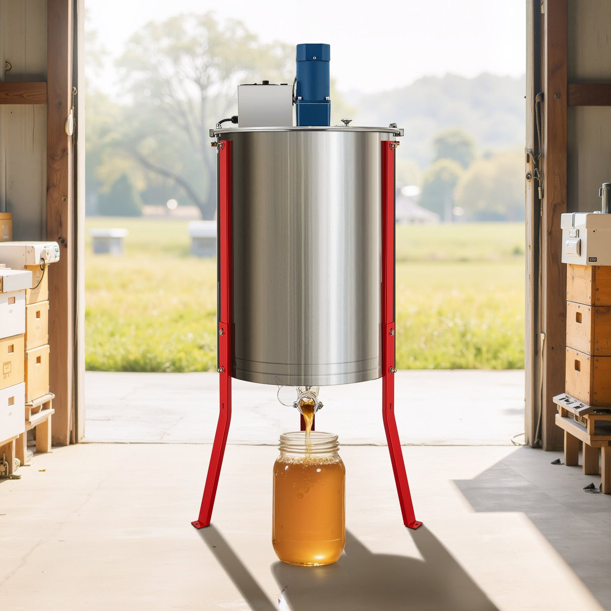 VEVOR Electric Honey Extractor, 6 Frame Honey Spinner with Transparent Lid, 140W Stainless Steel Honeycomb Drum Spinner, Height Adjustable, Honeycomb Extraction Equipment for Beekeeping - DDYMJ30BXG18WQC6L001V1 - view 9