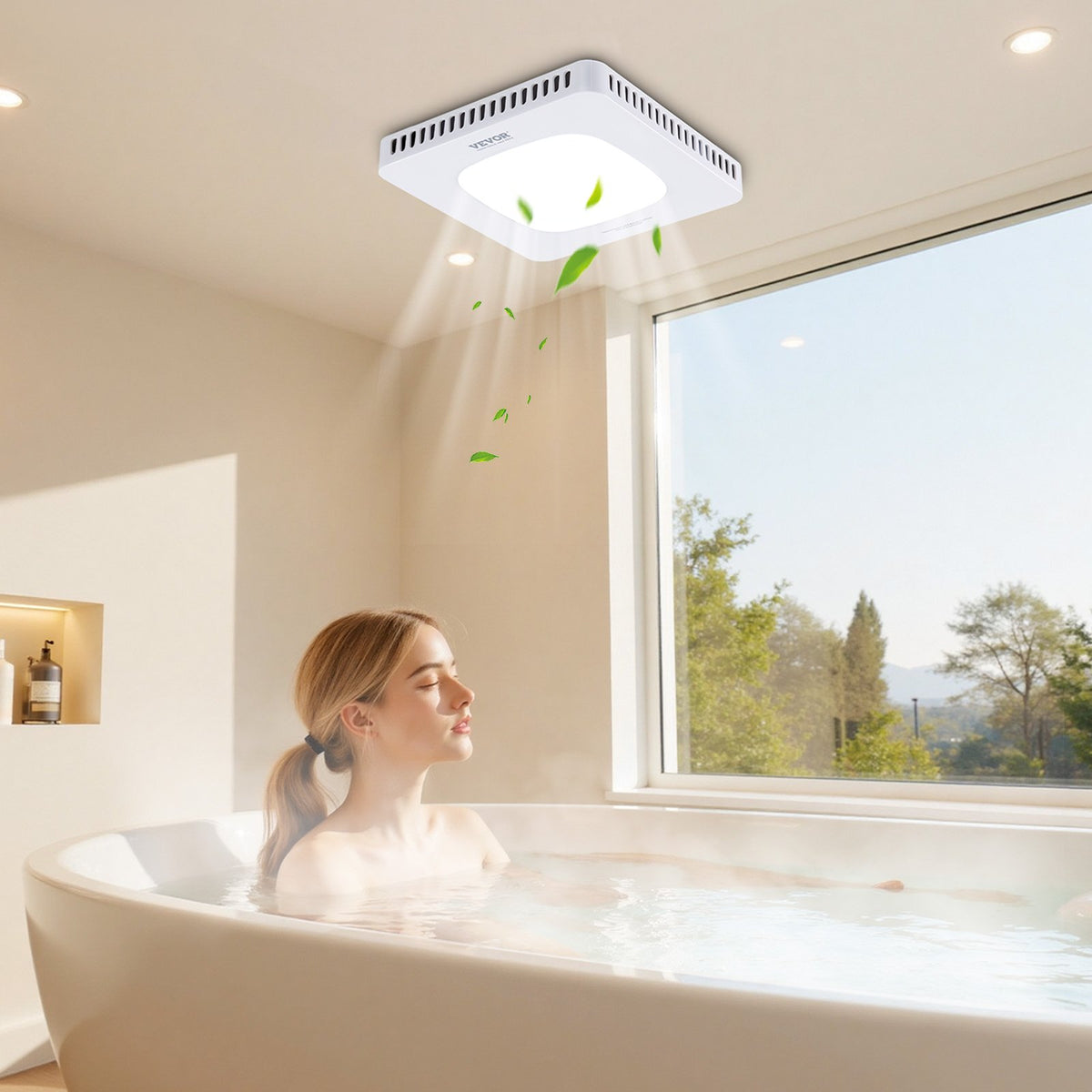 VEVOR Bathroom Exhaust Fan with LED Light, 110 CFM Bathroom Vent Three Gear Color Temp, 1.5 Sones Low-Noise, Premium AC Motor Ceiling Fan for Laundry Room, Storage Room, Home Ventilation, White - DDYSPQSW110CIR0PS001V6 - view 9