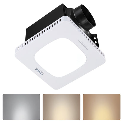 VEVOR Bathroom Exhaust Fan with LED Light, 80-110-130 CFM Bathroom Vent Three Gear Color Temp, 1.5 Sones Low-Noise, Premium AC Motor Ceiling Fan for Laundry Room, Storage Room, Home Ventilation, White - DDYSPQSW508024Y8G001V6 - view 1