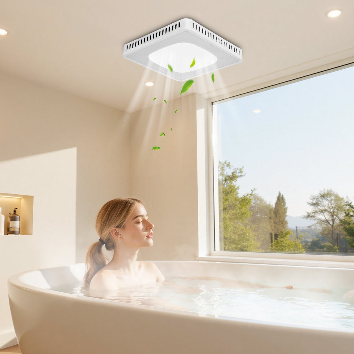 VEVOR Bathroom Exhaust Fan, 80-110-130 CFM Bathroom Vent with Seven Colors RGB Lights, 1.5 Sones Low-Noise, Premium DC Motor Ceiling Fan for KTV Laundry Room, Storage Room, Ventilation, White - DDYSPQSW5080GFLQI001V6 - view 9