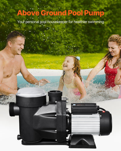 VEVOR Above Ground Pool Pump, 2.5 HP, 148 GPM Max Flow Single Speed Swimming Pool Pump, 220V 3450 RPM 62 ft Max Head Lift with PP Shell Strainer Basket, 122°F Max Water Temperature, for Hot Tubs Spas - DDYYCB220V25MQCQ7001V4 - view 3