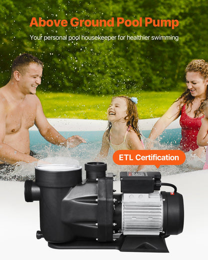VEVOR Above Ground Pool Pump, 3 HP, 149 GPM Max Flow Single Speed Swimming Pool Pump, 220V 3450 RPM 42 ft Max Head Lift with PP Shell Strainer Basket, 122°F Max Water Temp, for Hot Tubs Spas, No Plug - DDYYCBDS220VGIPTSV7 - view 3