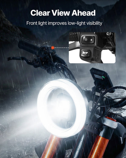 VEVOR Electric Dirt Bike for Teens Adults, 2000W Motor, 31 MPH Speed, 31 Miles Max Range, 48V 22.5Ah Battery, Off-Road Motorcycle with Light, Display, Dual Suspension & Hydraulic Brakes for Age 14+ - DDYYMT48V21AQ73JH001V1 - view 7
