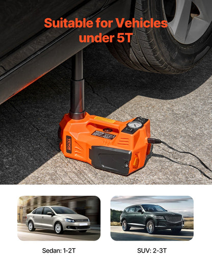 VEVOR Electric Car Jack, 5 Tons /11000 lbs, Electric Scissor Jack with Built-In Inflator, 12V Adjustable Tire Change Replacement with Secure Hammer & LED Light, Portable Jack kit for Sedan, SUV, Truck - DDYYQJDTJJTD54OTNV9 - view 4