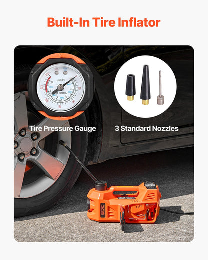VEVOR Electric Car Jack, 5 Tons /11000 lbs, Electric Scissor Jack with Built-In Inflator, 12V Adjustable Tire Change Replacement with Secure Hammer & LED Light, Portable Jack kit for Sedan, SUV, Truck - DDYYQJDTJJTD54OTNV9 - view 6