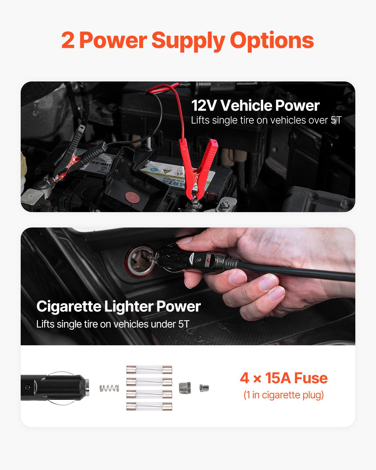 VEVOR Electric Car Jack, 5 Tons /11000 lbs, Electric Scissor Jack with Built-In Inflator, 12V Adjustable Tire Change Replacement with Secure Hammer & LED Light, Portable Jack kit for Sedan, SUV, Truck - DDYYQJDTJJTD54OTNV9 - view 7