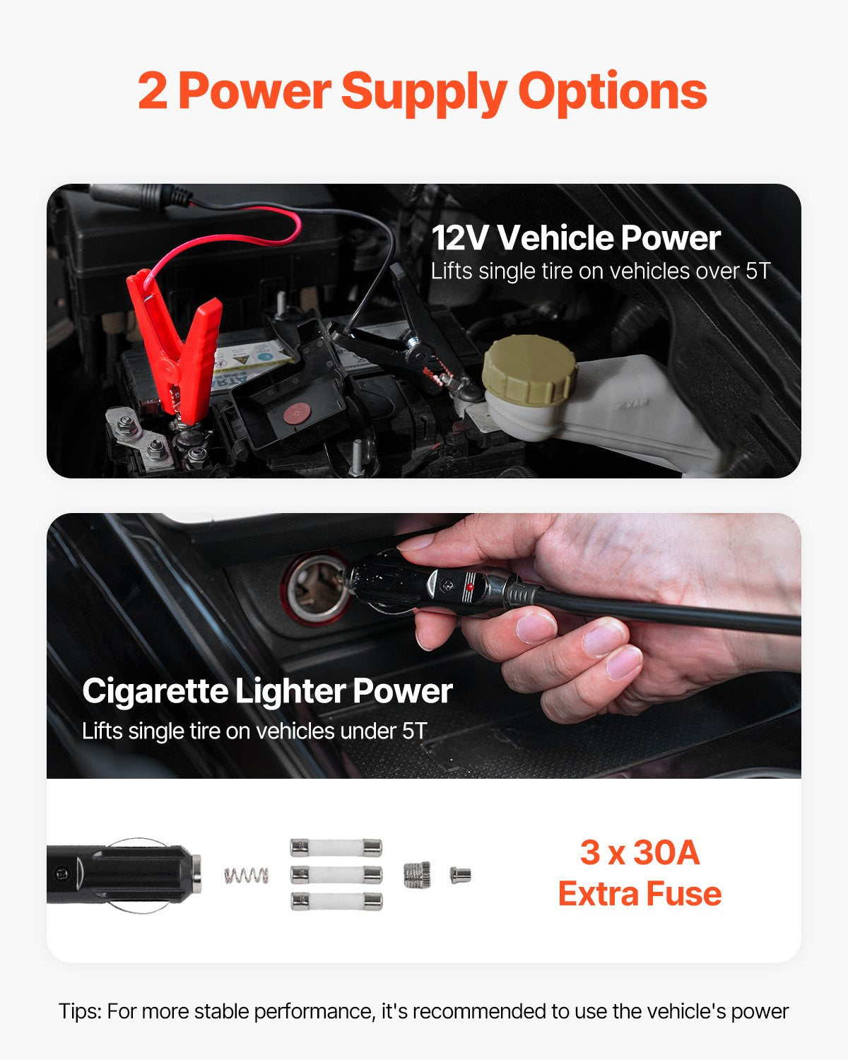 VEVOR Electric Car Jack, 15 Tons /33000 lbs, Adjustable Electric Scissor Jack with High Load Capacity, 12V Dual-Powered Tire Change Replacement with LED Light, Portable Jack kit for Sedan, SUV, Truck - DDYYQJDTJWW1WAAB7V9 - view 7