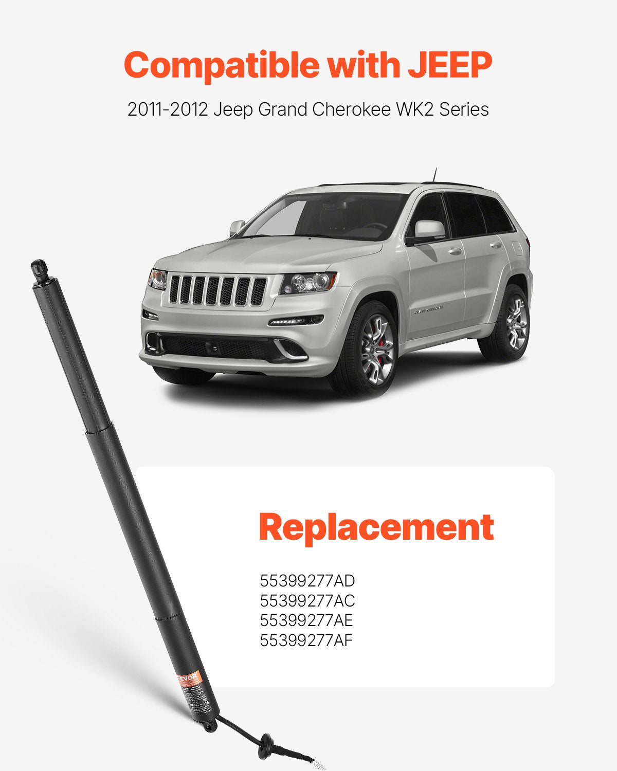 VEVOR Rear Left Tailgate Power Lift Support, Compatible with 2011-2012 Jeep Grand Cherokee WK2 Series, Electric Liftgate Actuator, Trunk Tailgate Hatch Shock Strut Replaces OE# 55399277AD 55399277AC - DDZCG1GZCDL2YI1EFV9 - view 3