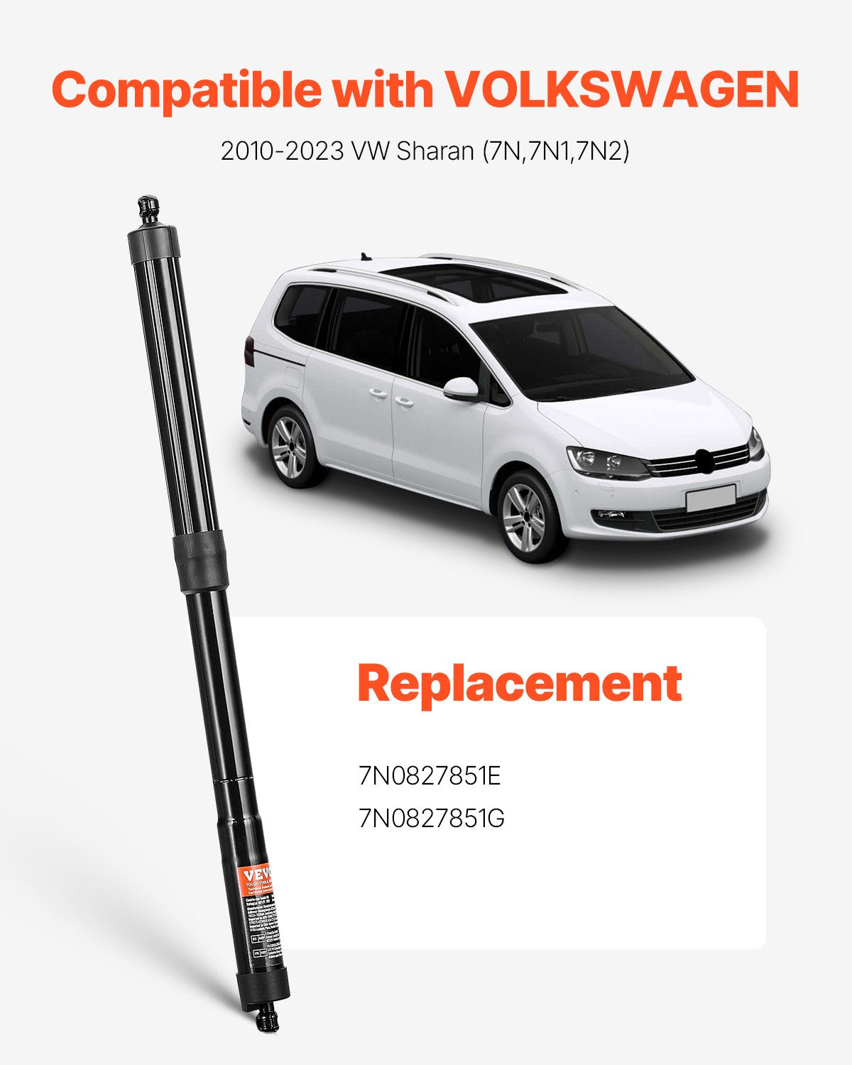 VEVOR Rear Left & Right Tailgate Power Lift Support, Compatible with 2010-2023 VW Sharan (7N,7N1,7N2), Electric Tailgate Liftgate Power Hatch Shock Strut Replace OE# 7N0827851E 7N0827851G (2PCS) - DDZCG2JSCDL2COALLV9 - view 3