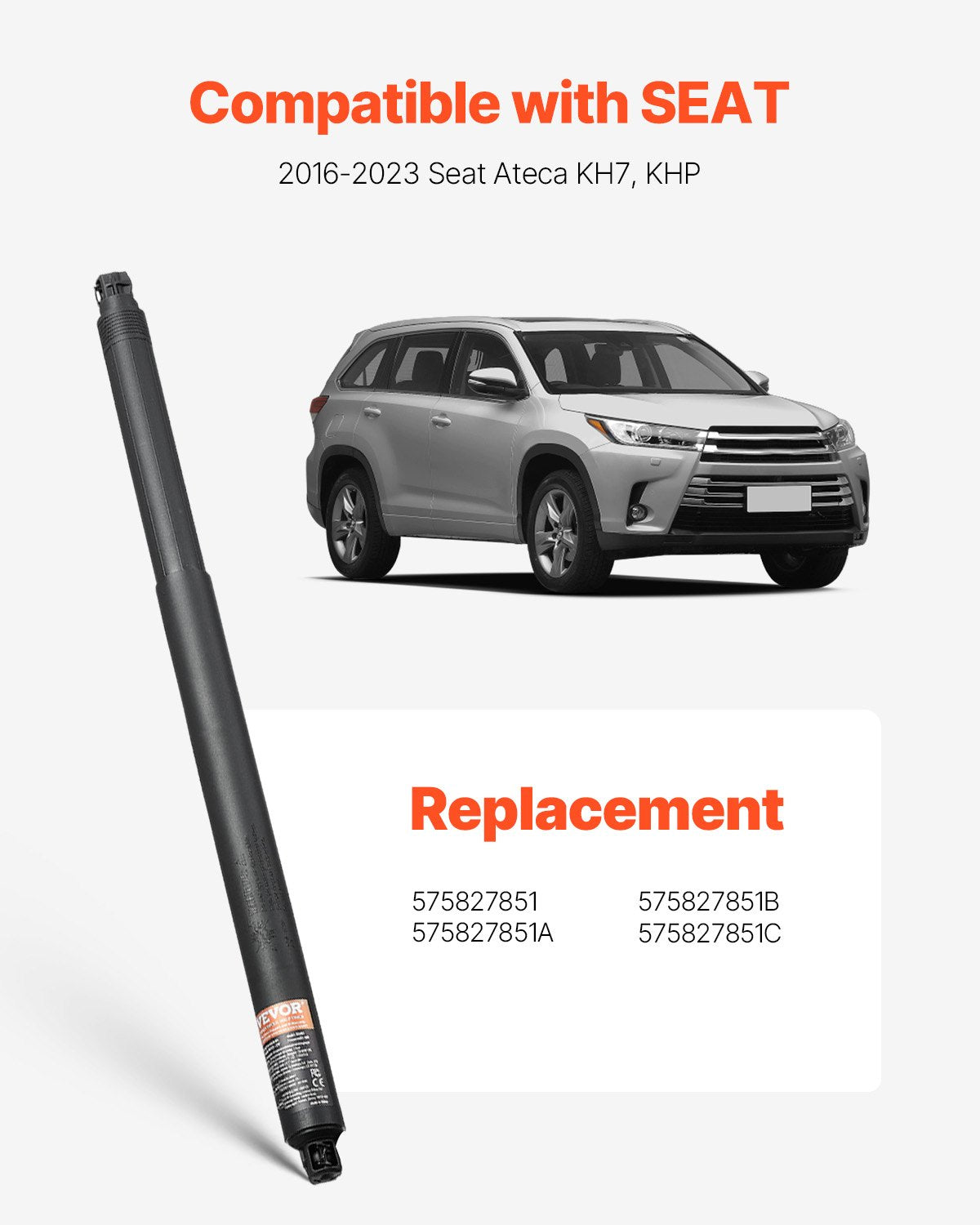 VEVOR Rear Left & Right Tailgate Power Lift Support, Compatible with 2016-2023 Seat Ateca KH7, KHP, Electric Tailgate Liftgate Power Hatch Shock Strut Replace OE# 575827851 575827851A 575827851B(2PCS) - DDZCG2JSCDL2PLXDBV9 - view 3