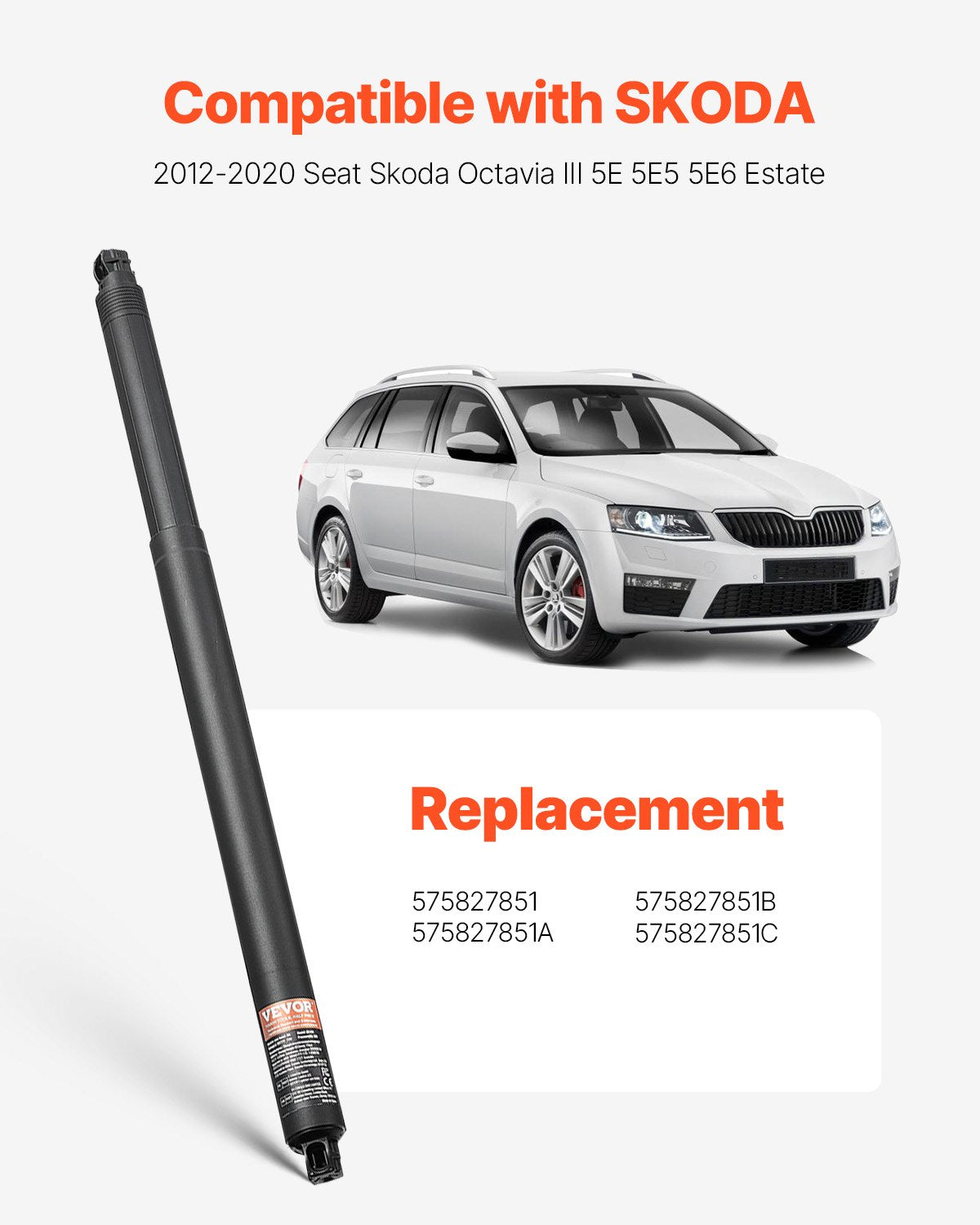 VEVOR Rear Left & Right Tailgate Power Lift Support, Compatible with 2012-2020 Skoda Octavia III, Electric Tailgate Liftgate Power Hatch Shock Strut Replace OE# 575827851 575827851A 575827851B (2PCS) - DDZCG2JSCDL2Y335GV9 - view 3