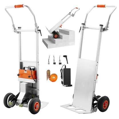 VEVOR Electric Stair Climbing Dolly, 440lbs Capacity Electric Stair Climbing Hand Trucks with 157.5in Rope & Folding Handle, Heavy Duty Stair Climber for Warehouse Logistics, Moving Furniture(Silver) - DDZLPLC440LB3TZEYV1 - view 1