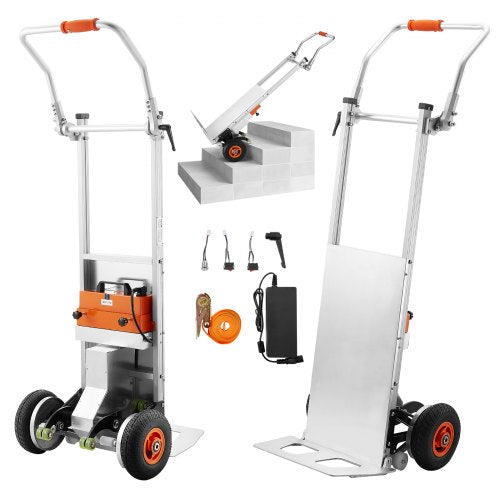 VEVOR Electric Stair Climbing Dolly, 440lbs Capacity Electric Stair Climbing Hand Trucks with 157.5in Rope & Folding Handle, Heavy Duty Stair Climber for Warehouse Logistics, Moving Furniture(Silver) - DDZLPLC440LB3TZEYV1 - view 2
