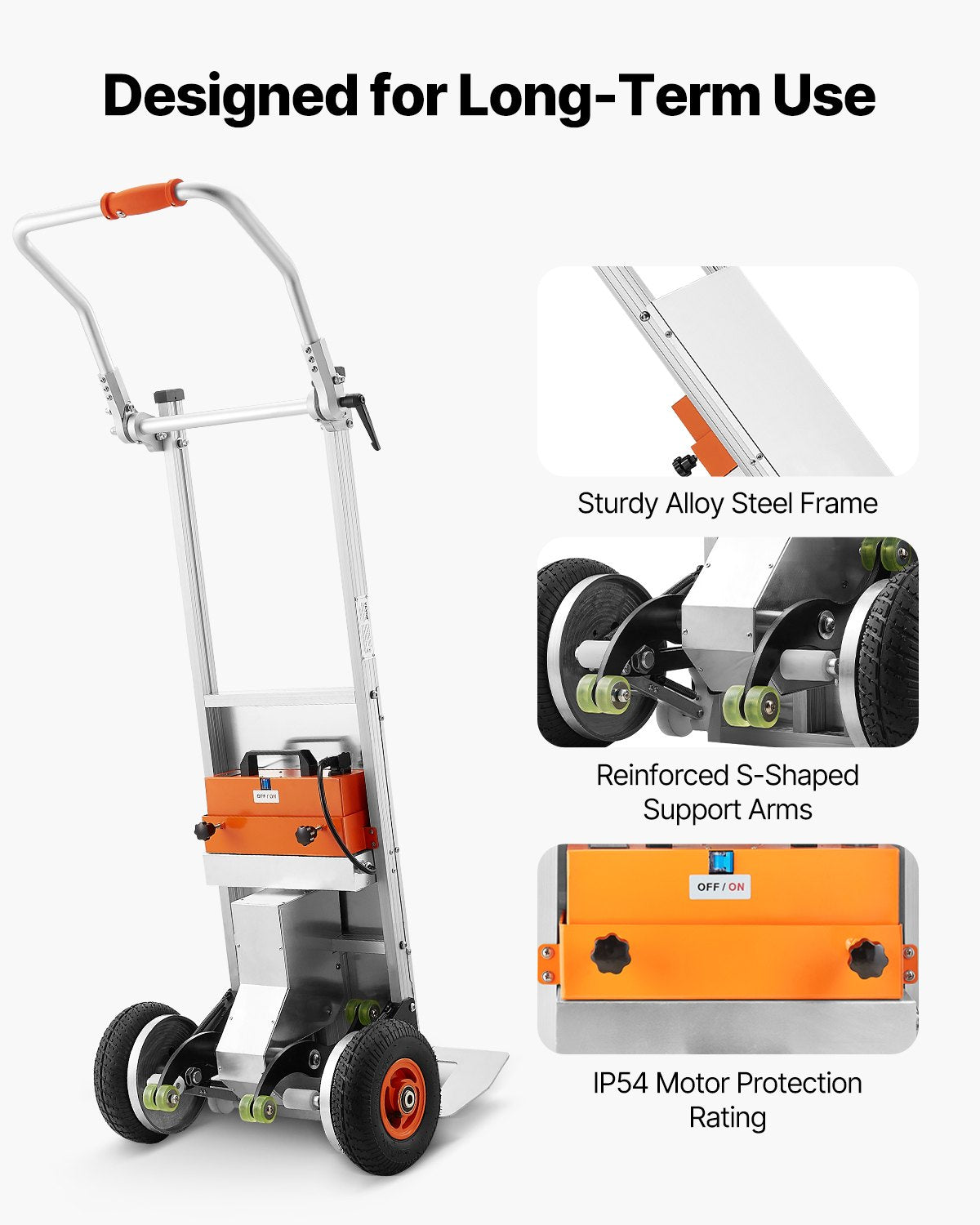 VEVOR Electric Stair Climbing Dolly, 440lbs Capacity Electric Stair Climbing Hand Trucks with 157.5in Rope & Folding Handle, Heavy Duty Stair Climber for Warehouse Logistics, Moving Furniture(Silver) - DDZLPLC440LB3TZEYV1 - view 5
