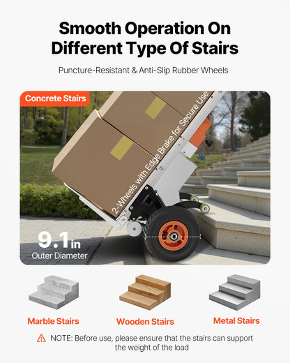 VEVOR Electric Stair Climbing Dolly, 440lbs Capacity Electric Stair Climbing Hand Trucks with 157.5in Rope & Folding Handle, Heavy Duty Stair Climber for Warehouse Logistics, Moving Furniture(Silver) - DDZLPLC440LB3TZEYV1 - view 6