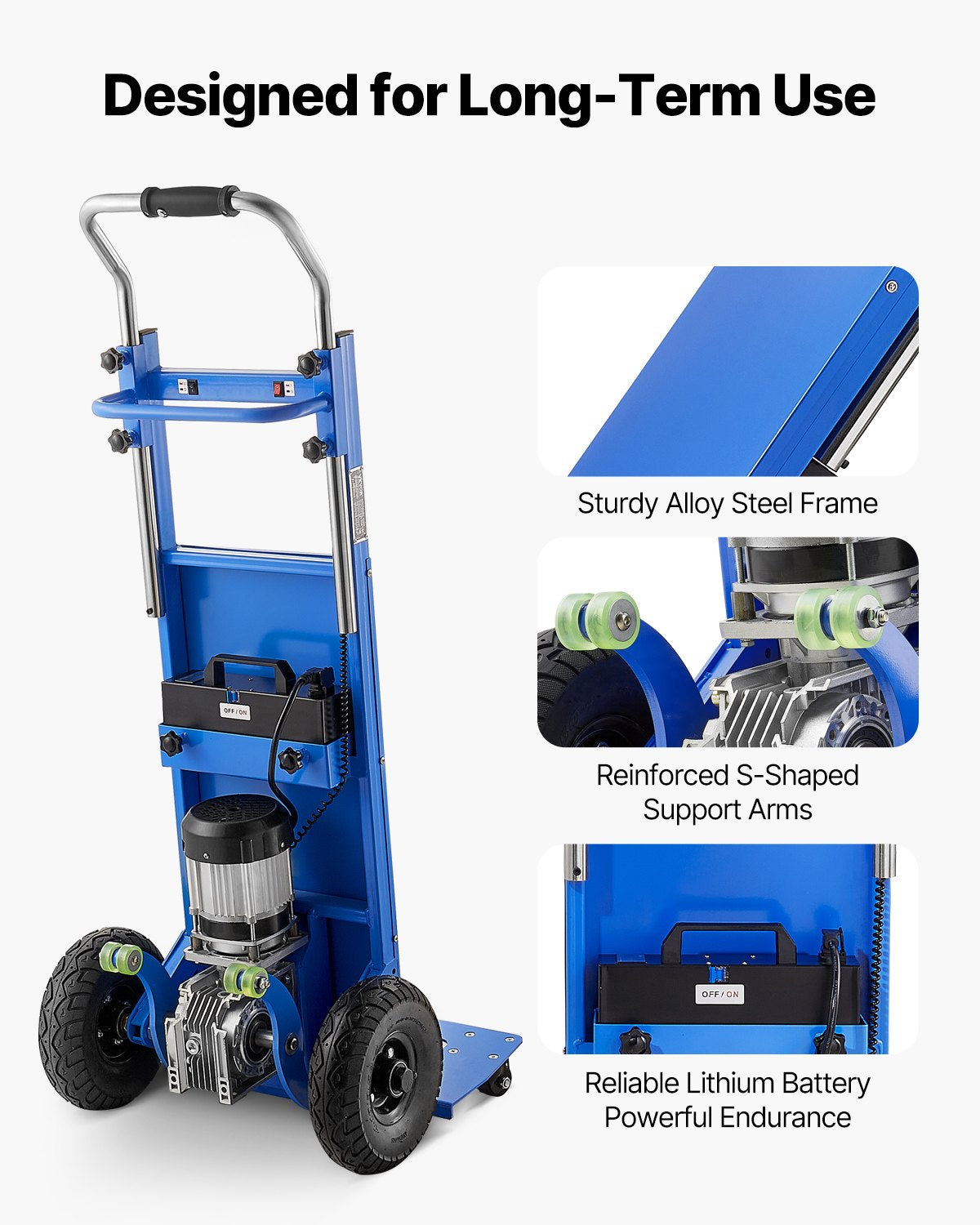VEVOR Electric Stair Climbing Dolly, 880lbs Electric Stair Climbing Hand Trucks with 157.5in Rope & Extendable Handle, Heavy Duty Stair Climber for Warehouse Logistics, Moving Furniture(Blue) - DDZLPLC880LBAYRVWV1 - view 5