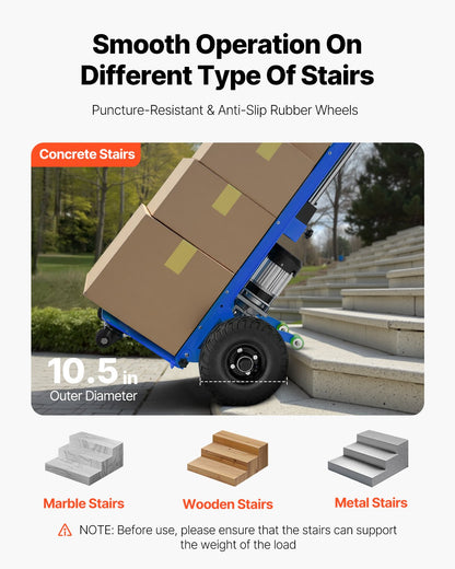 VEVOR Electric Stair Climbing Dolly, 880lbs Electric Stair Climbing Hand Trucks with 157.5in Rope & Extendable Handle, Heavy Duty Stair Climber for Warehouse Logistics, Moving Furniture(Blue) - DDZLPLC880LBAYRVWV1 - view 6