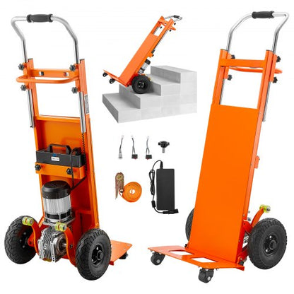 VEVOR Electric Stair Climbing Dolly, 880lbs Electric Stair Climbing Hand Trucks with 157.5in Rope & Extendable Handle, Heavy Duty Stair Climber for Warehouse Logistics, Moving Furniture(Orange) - DDZLPLC880LBMW9V3V1 - view 2