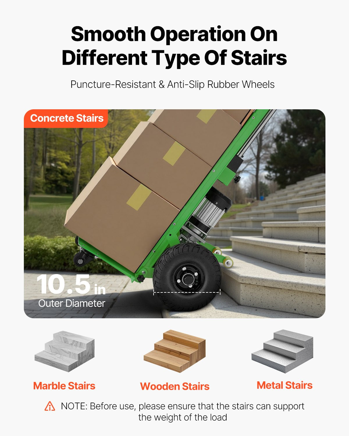 VEVOR Electric Stair Climbing Dolly, 880lbs Electric Stair Climbing Hand Trucks with 157.5in Rope & Extendable Handle, Heavy Duty Stair Climber for Warehouse Logistics, Moving Furniture(Green) - DDZLPLC880LBUGWE6V1 - view 6