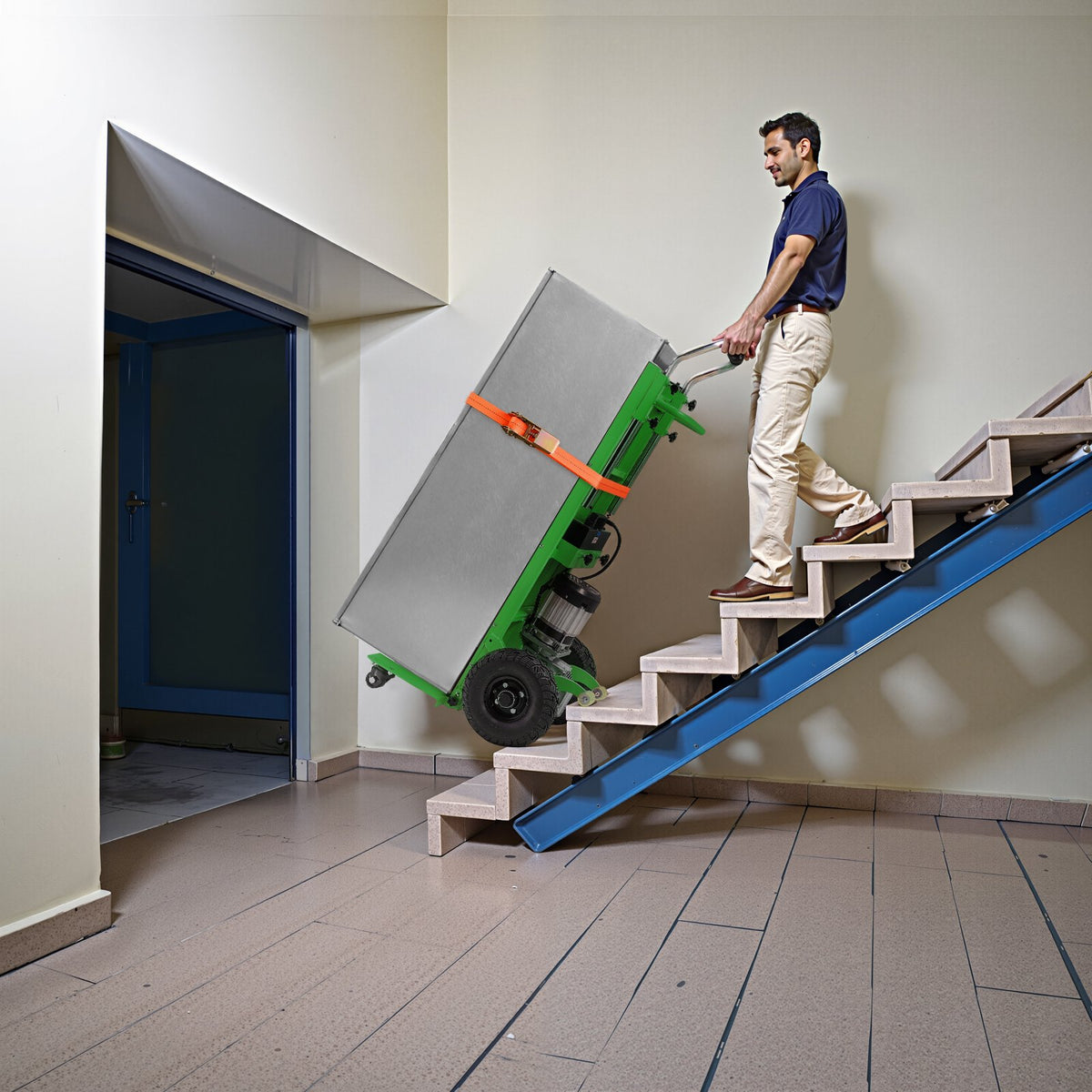VEVOR Electric Stair Climbing Dolly, 880lbs Electric Stair Climbing Hand Trucks with 157.5in Rope & Extendable Handle, Heavy Duty Stair Climber for Warehouse Logistics, Moving Furniture(Green) - DDZLPLC880LBUGWE6V1 - view 9