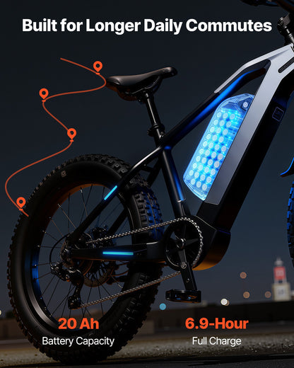 VEVOR Ebike Battery, 48V 20Ah Electric Bike Lithium Battery Pack with BMS, USB Charge Port, 3A Charger & Lock for 1500W E-Bike Motor, Detachable Electric Bicycle Replacement Kit with Discharge Socket - DDZXCDCXGAZ4PTKTA001V1 - view 4