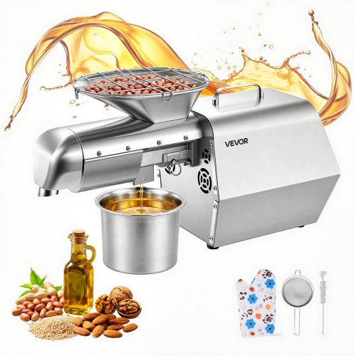 VEVOR Oil Press Machine, 11 LBS/H Capacity, 1250W Oil Extractor Machine, Automatic Electric Oil Maker for Home Commercial Use, 122℉–572℉ Hot & Cold Pressing for Peanuts Sesames Soybeans Almonds - DDZYJ1800W46V6XUI001V1 - view 2