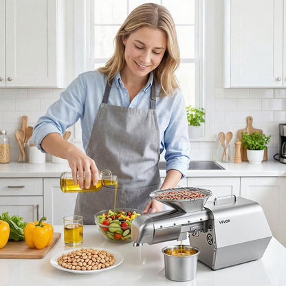VEVOR Oil Press Machine, 11 LBS/H Capacity, 1250W Oil Extractor Machine, Automatic Electric Oil Maker for Home Commercial Use, 122℉–572℉ Hot & Cold Pressing for Peanuts Sesames Soybeans Almonds - DDZYJ1800W46V6XUI001V1 - view 9