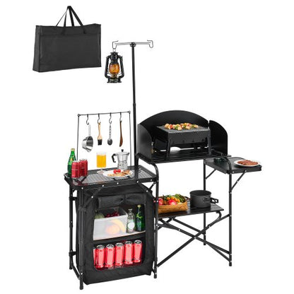 VEVOR Folding Camping Kitchen Table - Black, 1 cabinet - product view 1