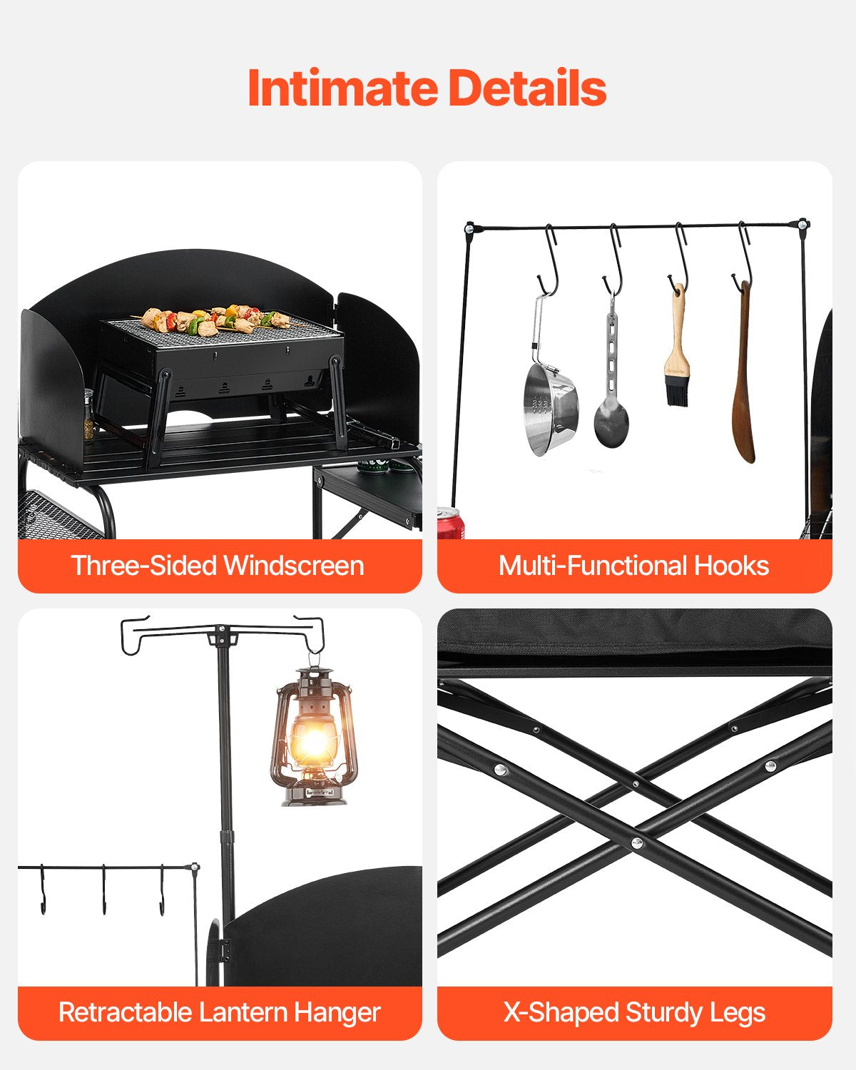VEVOR Folding Camping Kitchen Table - Black, 1 cabinet - product view 2