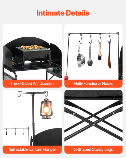 VEVOR Folding Camping Kitchen Table - Black, 1 cabinet - product view 2