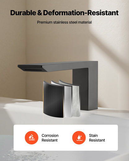 VEVOR Roman Tub Faucet, Bath Tubs Faucets Set with 2 Handles, Roman Tub Faucets Deck Mount for Pet Washing, Baby Care, Adult Bathing, Matte Black, Stainless Steel, 3 Hole Waterfall Bathtub Faucet - DFPTKBDHS2GS9BUIK001V0 - view 5